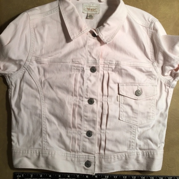 LEVI STRAUSS & CO. Original CROPPED Trucker Jacket, BLUSH PINK, Size Medium - Picture 5 of 8